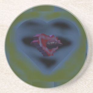 Mysterious hearts art design dark misty colours coaster