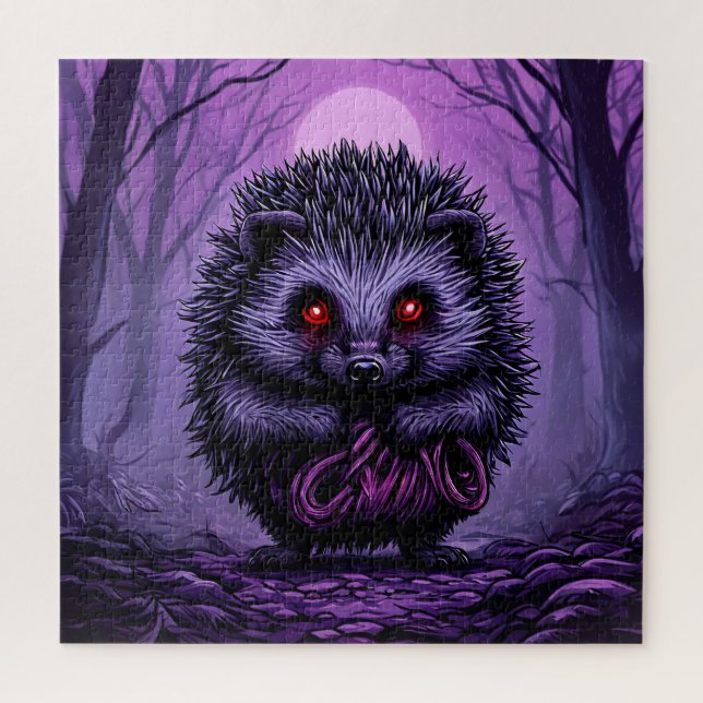 Mysterious Hedgehog in Spooky Forest Jigsaw Puzzle (Vertical)
