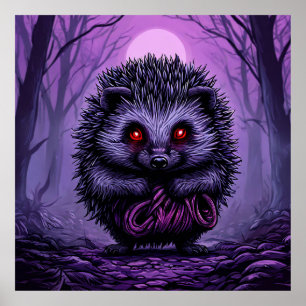 Mysterious Hedgehog Spooky Forest Halloween Poster