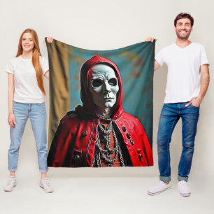 Mysterious Hooded Skull Figure Fleece Blanket