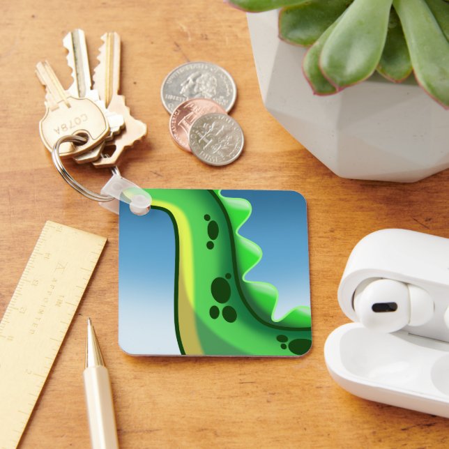 MYSTERIOUS LONG NECK DINOSAUR by Jeff Willis Art Key Ring (Desk)