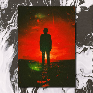 Mysterious Man in Field Dark Rural Horror Postcard