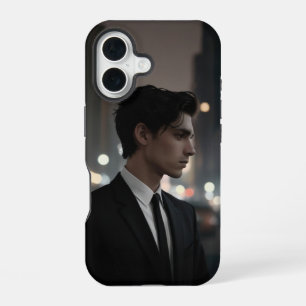 Mysterious Man in Suit at Night – Cinematic Urban  iPhone 16 Case