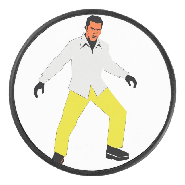 Mysterious man look hockey puck (Front)