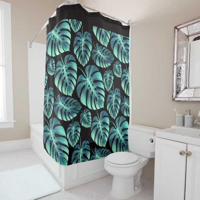 Mysterious Monstera Shower Curtain (In Situ)