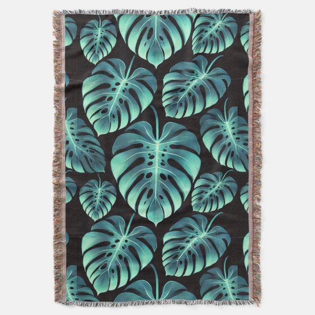 Mysterious Monstera Throw Blanket (Front Vertical)