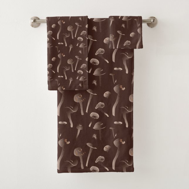 Mysterious mushrooms bath towel set (Insitu)