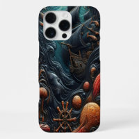 Mysterious Ocean Scene With Ship and Sea Creatures