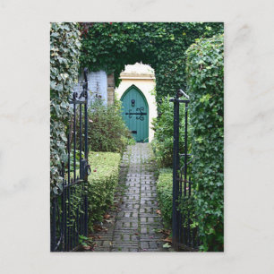 Mysterious open gateway postcard