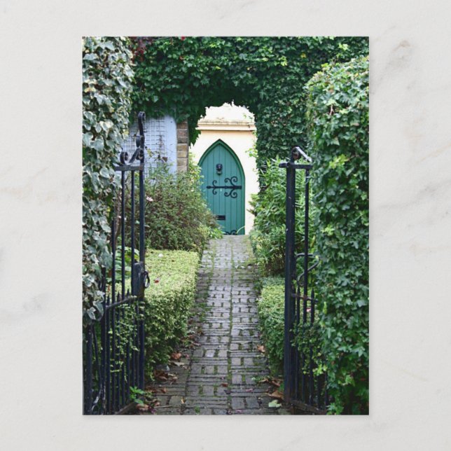 Mysterious open gateway postcard (Front)