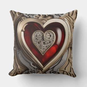 Mysterious Ornament with a red heart Cushion