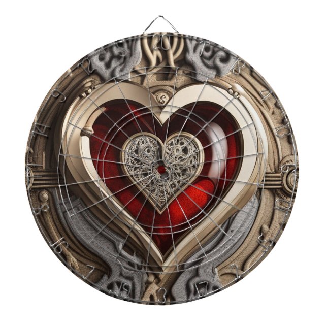 Mysterious Ornament with a red heart   Dartboard (Front)