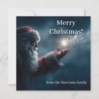 Mysterious Santa Claus Blowing a Glowing Snowflake