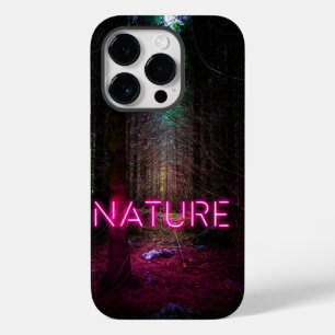 Mysterious spruce forest nature neon magenta sign Case-Mate iPhone 14 pro case