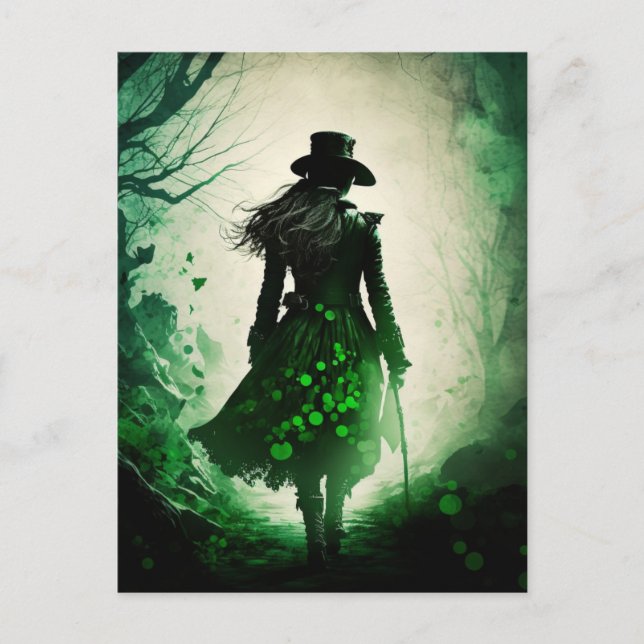 Mysterious St. Patrick's Day Dark Fantasy Holiday Postcard (Front)