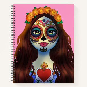 Mysterious Sugar Skull Woman Notebook
