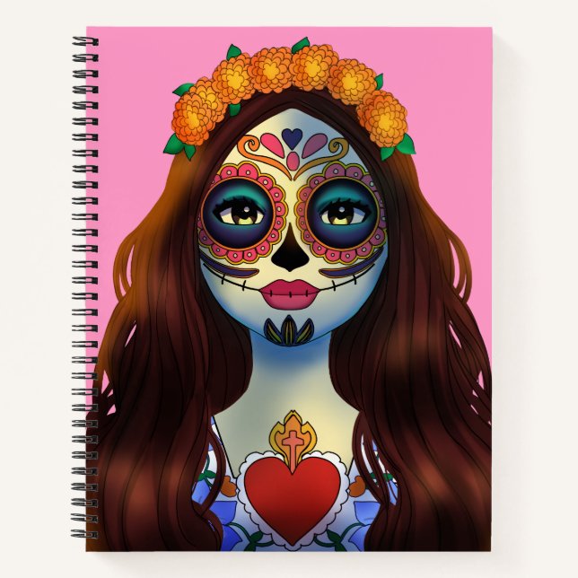 Mysterious Sugar Skull Woman  Notebook (Front)