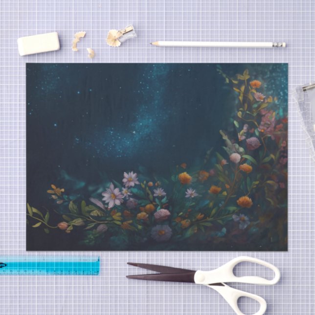 Mysterious Twilight, Moth Floral Companion FLIPPED Tissue Paper (Craft)