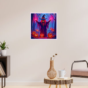 Mysterious Witch in Enchanted Woods Design Poster