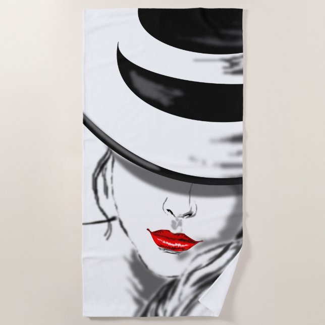 Mysterious Woman Beach Towel (Front)