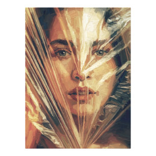 Mysterious Woman Behind Strokes Impasto Oil Art Photo Print