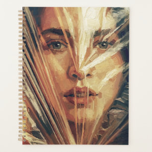 Mysterious Woman Behind Strokes Impasto Oil Art Planner