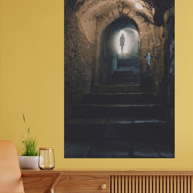 Mysterious woman climbing a Subterranean Staircase Photo Print (Creator Uploaded)