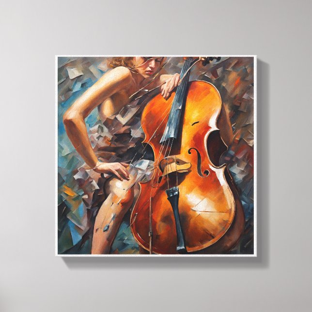 mysterious woman playing cello canvas print (Front)