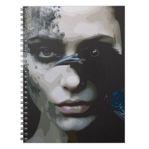 Mysterious Woman with Raven Notebook