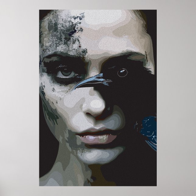 Mysterious Woman with Raven Poster (Front)