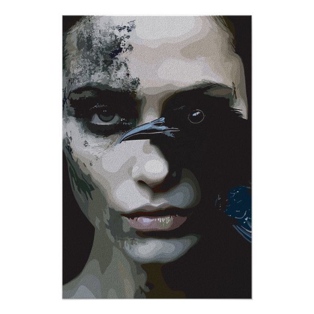 Mysterious Woman with Raven Poster (Front)