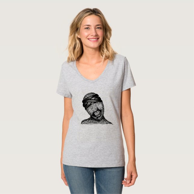 Mysterious Wrapped Face – Dark Art T-shirt Design (Front Full)