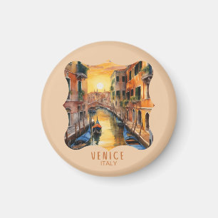 Mysteriously beautiful sunset in Venice Magnet