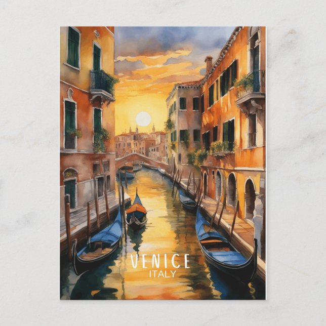 Mysteriously beautiful sunset in Venice Postcard (Front)