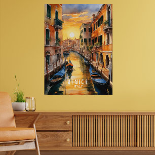 Mysteriously beautiful sunset in Venice Poster
