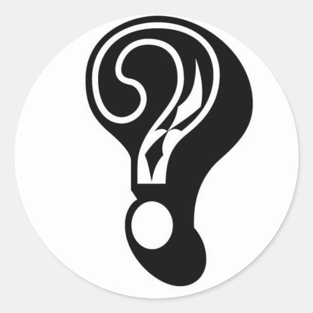 mystery box company question mark classic round sticker (Front)