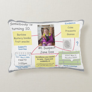 Mystery Crime Solving Evidence Board Invitation Decorative Cushion