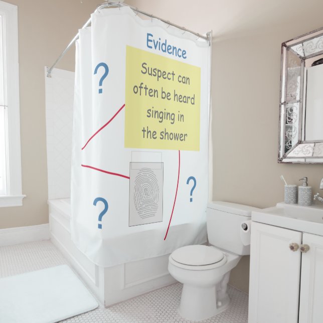 Mystery Crime Solving Evidence Board Shower Curtain (In Situ)