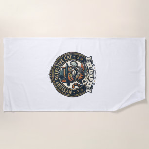 Mystery Detective Cat Cat Graphic Tee Art - Myster Beach Towel
