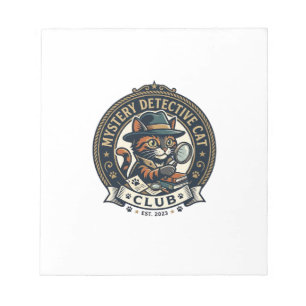 Mystery Detective Cat Cat Graphic Tee Art - Myster Notepad