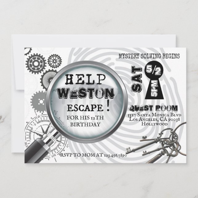 Mystery Escape room Invitation (Front)