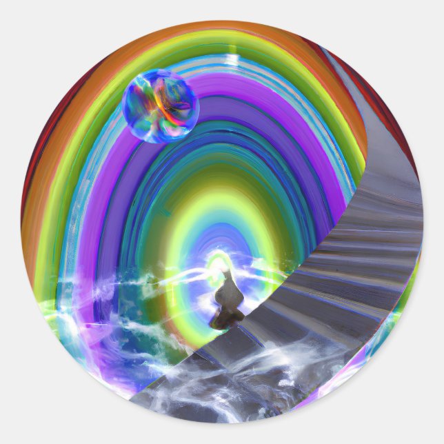 Mystery Figure at the Inter-Dimensional Stargate Classic Round Sticker (Front)