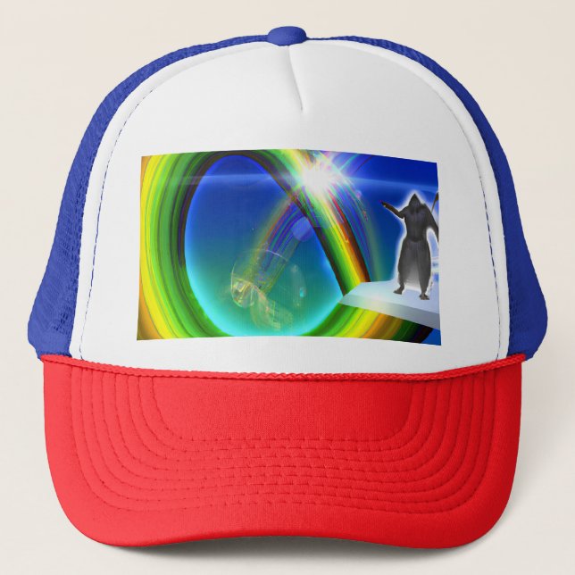 Mystery Figure at the Inter-Dimensional Stargate Trucker Hat (Front)
