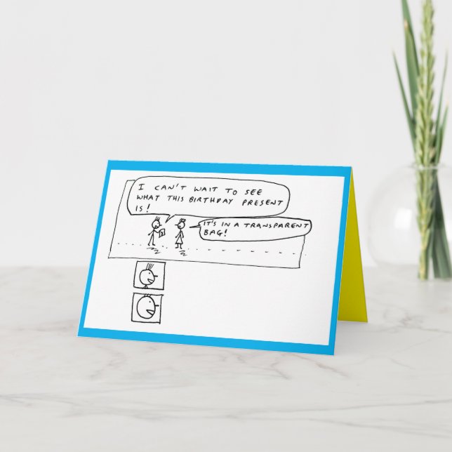 Mystery gift surprise birthday cartoon joke holiday card (Front)
