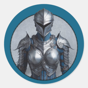 Mystery Lady in Silver Armour Denim Jacket Classic Round Sticker