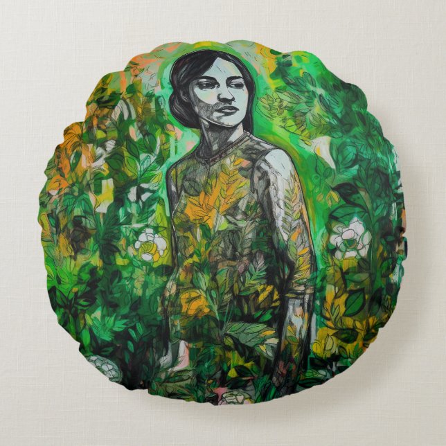 Mystery Lady  Round Cushion (Front)