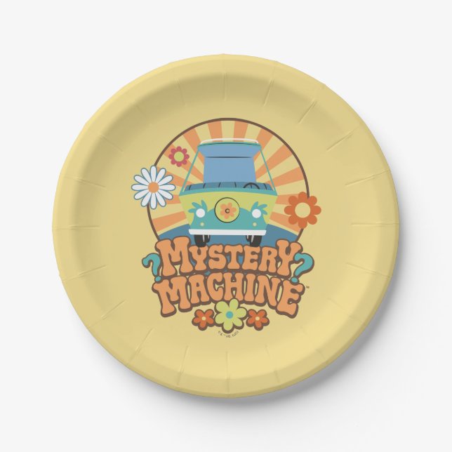 Mystery Machine Van Floral Graphic Paper Plate (Front)