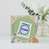 Mystery Magnifying Glass Clues Birthday Party Invitation (Standing Front)