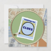 Mystery Magnifying Glass Clues Birthday Party Invitation (Front)