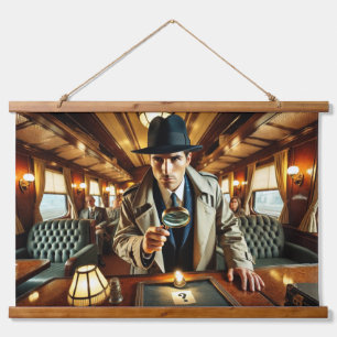 Mystery on the Midnight Express – Noir Detective Hanging Tapestry